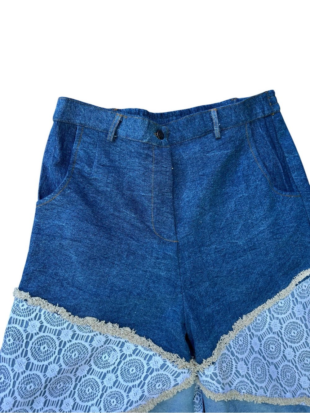 Wide Leg Hippie Patchwork Jeans Earthbound Trading Co NWT XL Boho Denim - Picture 4 of 7